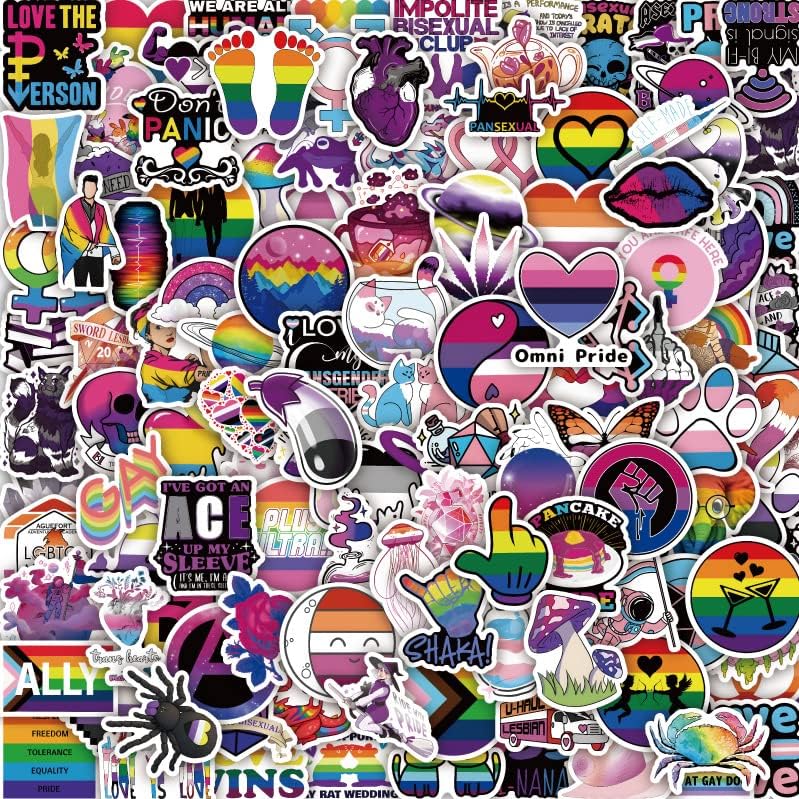 מדבקות גאווה הומוסקסואלית - 126 מחשבים מדבקות אהבה הומוסקסואלית, גאווה הומוסקסואלית קשת גרפיטי ענן מדבקות דקורטיביות אטומות למים לבקבוקי