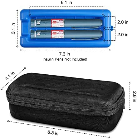 עט אינסולין Medmax נושאת מארז קריר יותר, מארגן סוכרת מבודד עמיד במים נייד מגן על מעטפת קשיחה קשיח.