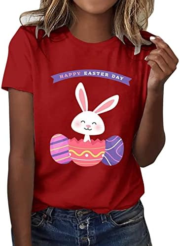 חולצת טריקו של יום חג הפסחא שמח ביצי ארנב חמודות טיז גרפי מזדמן צוואר עגול צוואר עגול חולצות חולצות חולצות לחופשה