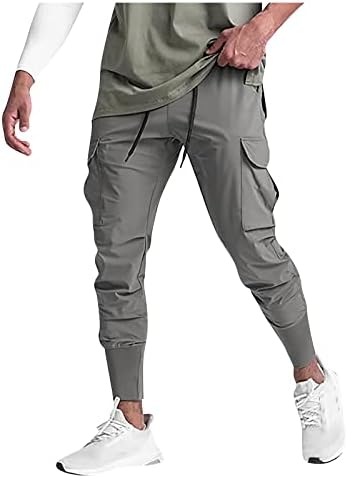 מכנסי Khaki מזדמנים של Kingaoggo Mens Slim Straking Harem Pant המותניים המותניים המותניים מכנסיים עם גודל כיס m עד 2xl