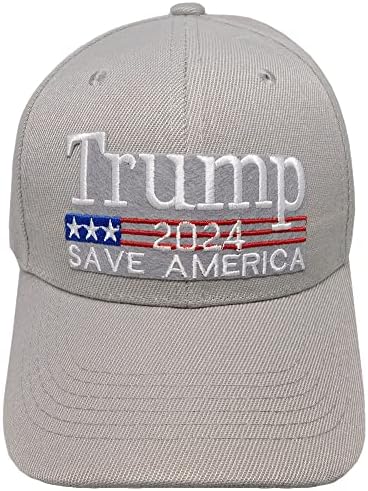 סחר רוחות טראמפ 2024 לחסוך אמריקה אפור אפור מתכוונן רקום כותנה פוליאסטר תערובת כובע כובע