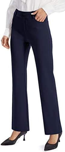 אפיטן נשים של יוגה שמלת מכנסיים סטרצ ' י ישר רגל עבודה מכנסיים עסקי משרד מזדמן מכנסיים עם כיסים
