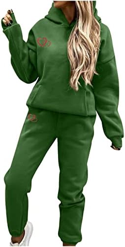 סט אימונית של CJHDYM לנשים לנשים קפוצ'ונים של ולנטיין מכנס 2 PC חליפת שרוולים ארוכים מכסה סווטשירט סווטשס סוטי ספורט בגדי ספורט