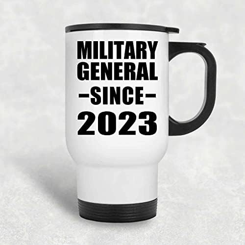 תכנן כללי צבאי מאז 2023, ספל נסיעות לבן 14oz כוס מבודד מפלדת אל חלד, מתנות ליום הולדת יום הולדת חג המולד חג המולד אבות יום אמהות