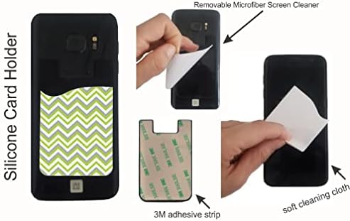 שברון מפוספס - עיצוב אפור ירוק - Silicone 3M דבק כרטיסי אשראי נתיב ארנק לאייפון/גלקסי אנדרואיד מארזים