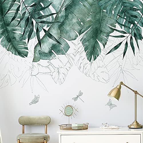 צמחים טרופיים ירוק עלים קיר מדבקות נשלף ג ' ונגל ירוק כפות ידיים עץ צמח קיר מדבקות לחדר שינה משתלת משרדים עיצוב הבית