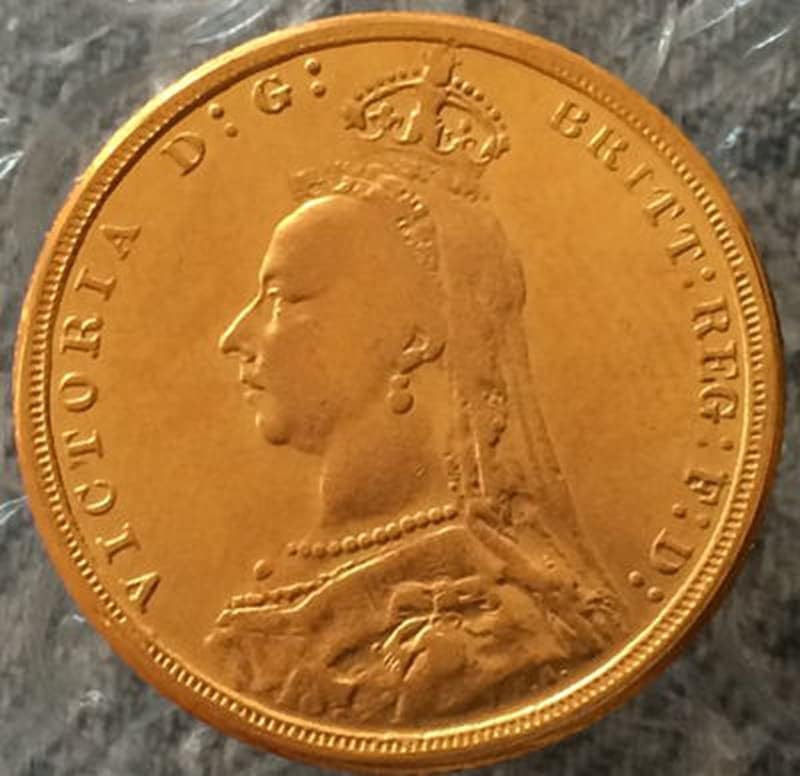 1887 מטבעות בריטים טהור נחושת זהב מצופה אוסף מלאכת מטבעות עתיקות כסף עתיקות