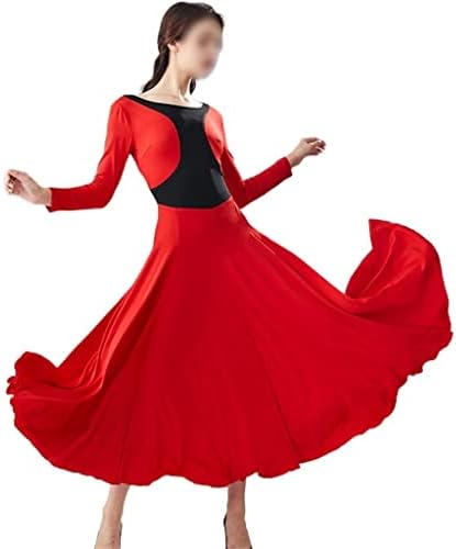 Jkuywx לאומי סטנדרט רגיל ריקוד תרגול שמלת נשים תלבושות נדנדה גדולה וולס טנגו שמלת ריקודים
