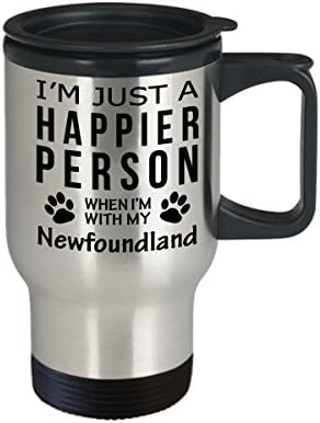 חובב כלבים טיול ספל קפה - אדם מאושר יותר עם מתנות הצלה בעלים של ניופאונדלנד