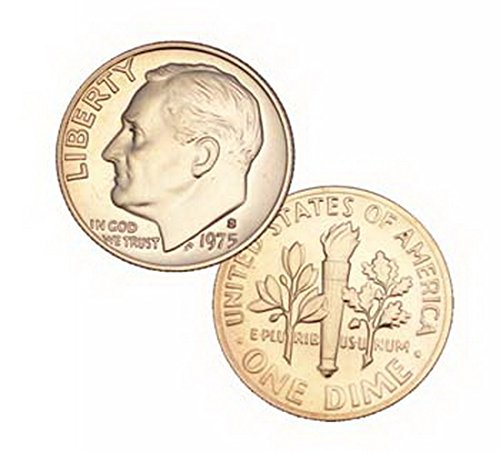 1975 ארהב מנטה רוזוולט הוכחה של 10 סנט מטבע דימום