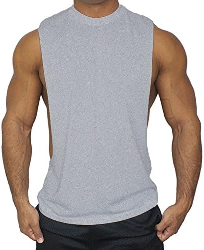 גברים של שרירים לחתוך פתוח הצדדים פיתוח גוף גופייה כושר אימון סטרינגר חולצה