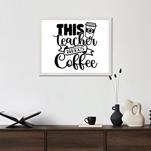 הצעת מחיר לעידוד מסגרת עץ וינטג 'אמנות קיר חיובי אומר קפה שאומר שהמורה הזה זקוק לקפה מסגרת שלט קיר מעץ לחדר אוכל חדר אוכל קפה כניסה לקיר