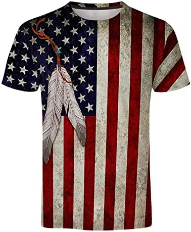 XXBR Mens Mens American Flag חולצת טריקו קיץ שרוול קצר קזז