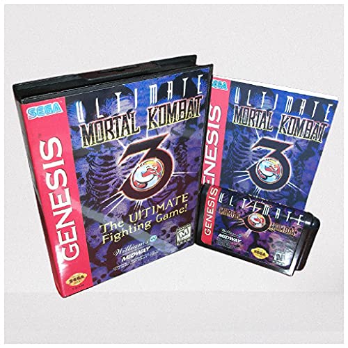 Aditi Mortal Kombat 3-The Ultimate שנלחם בארהב בכריכה עם קופסא ומדריך לסגה מגדרייב ג'נסיס קונסולת משחקי וידאו 16 סיביות כרטיס MD