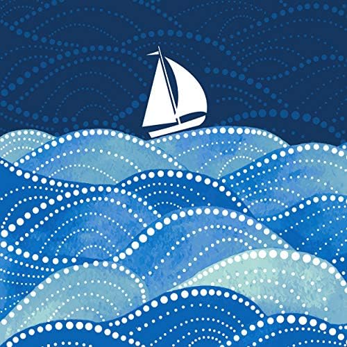 מפיות נייר מפיות מסיבות דקורטיביות מפיות חד פעמיות מפיות חתונה ימי חוף ימי עיצוב אוקיינוס ​​סירות כחולות חוף 6.5 x 6.5 PK 40