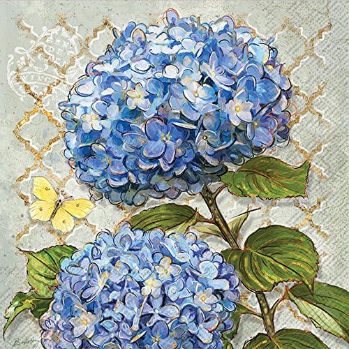לחגוג את בית פרחוני 3-רובדי נייר קוקטייל מפיות, כחול ירושה פרחים, 20-לספור