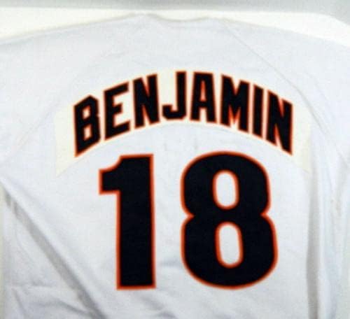 1992 ענקיות סן פרנסיסקו מייק בנימין 18 משחק משמש ג'רזי לבן DP08469 - משחק משומש גופיות MLB
