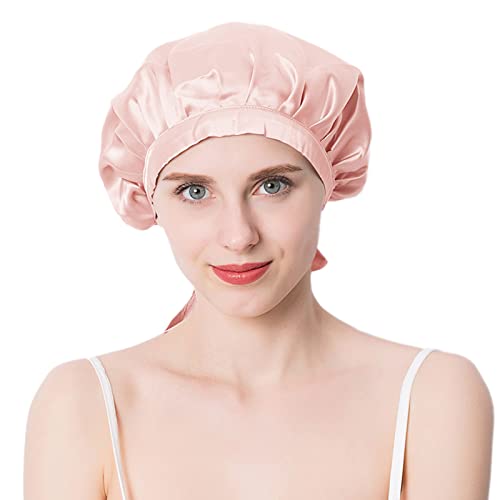 זומזאופ תות לנשים משי שינה כובע שינה מתכוונן פס אלסטי מכסה שינה עטיפת שיער לשימוש יומיומי 10 מתכוונן