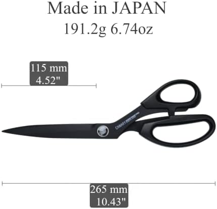 הקנריים יפני תפירת מספריים עבור בד חיתוך 10.5 אינץ, שחור מספריים כבד החובה כל מטרה מספריים, יפני נירוסטה ציפוי טפלון, תוצרת יפן, שחור