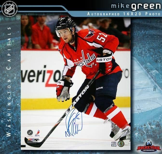 מייק גרין חתם על בירות וושינגטון 16x20 צילום - דטרויט כנפיים אדומות - תמונות NHL עם חתימה