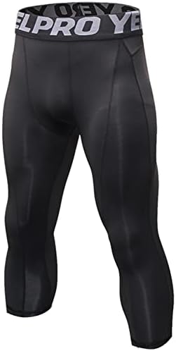 יורליאן גברים של 3/4 דחיסת מכנסיים חותלות גרביונים מגניב יבש קאפרי מכנסיים בסיס אימון ריצה ספורט גרביונים
