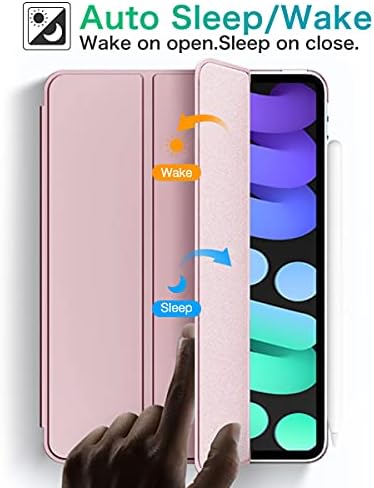 Mateprox iPad Mini 6 מקרה, מארז הדור השישי של iPad Mini, דוכן טריפולד קל משקל עם כיסוי מעטפת מגן קשה לאייפד מיני 6 8.3 2021-Baby Pink