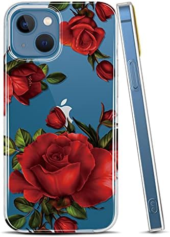 מקרה ברור של ג'הולן תואם לאייפון 13 מארז מיני עם פרחים, לנשים בנות, דפוס פרחים נצנצים נצנצים זעזועים מכסה גב גב קשה מארז 5.4 אינץ '2021