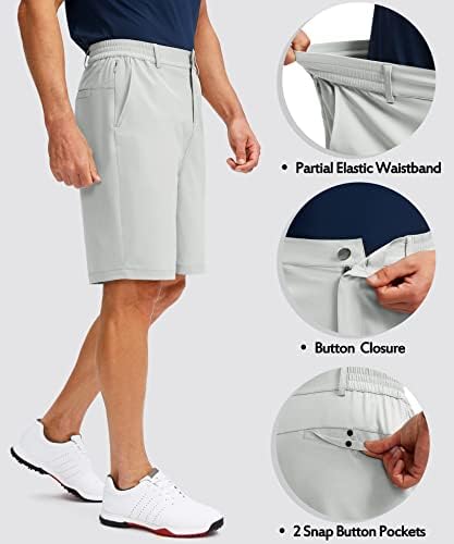 G מכנסי גולף הגברים הדרגתיים עם 5 כיסים 9 משקל קל מתיחה מהירה מהירה לבוש מזדמן מכנסיים קצרים לגברים