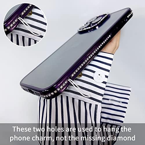 Fycyko תואם למארז iPhone 12 עם מגן מצלמת יהלום נצנצים, Bling Crystal Crystal Thone Case Case Sparkle Len לאייפון 12-Purple