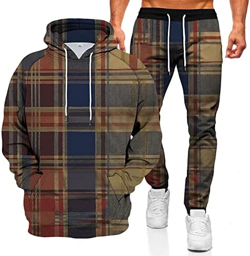 קפוצ'ון סוודר יהלום לגברים + מכנסיים חליפת סוודר טרנדי ספורט דו-חלקית