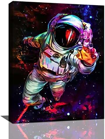 חלל בנים עיצוב קיר קיר חלל חיצוני אסטרונאוט תמונות קיר אמנות בד הדפס עיצוב נושא נושאים לבנים סלון חדר שינה ממוסגר 12 x16