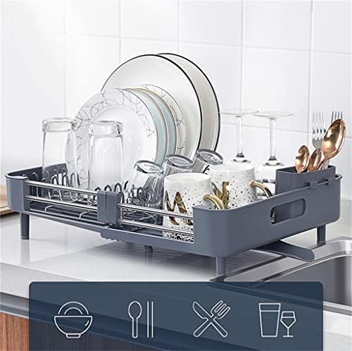 HGGDDKDG כלים יבש לוחות מטבח מתכווננים עם ניקוז מעל כיור מחזיק סכום.