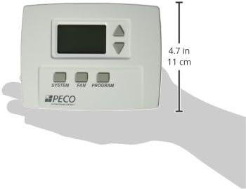 PECO TA180-001 3 מהירות מאוורר תרמוסטט לתכנות, 1H/1C, מתח קו, לבן