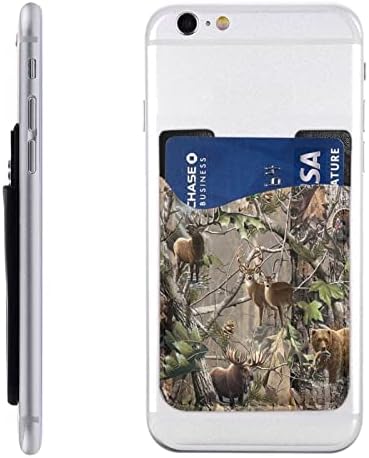 ציד צבי דוב איילים מחזיק כרטיסי טלפון PU עור תעודת זהות עור מארז 3M שרוולי דבק לכל הסמארטפונים