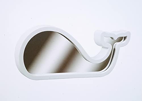 לווייתן בצורת פלסטיק לבן מסגרת מראה קישוט 10 אינץ