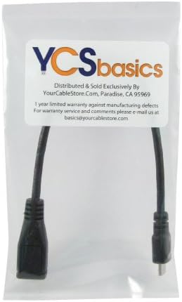 יסודות YCS שחור 6 אינץ 'סלולרי/טאבלט USB מיקרו -זכר לנקבה סנכרון וכבל סיומת טעינה