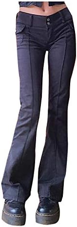 MMKNLRM מכנסי מותרים נמוכים צבעים מיקרו-חתוכים ג 'ג'ינס רטרו רטרו מכנסיים מוצקים מכנסי נסיעות דקים מכנסי נסיעות נשים