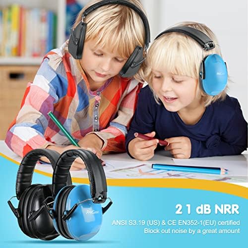 Procase ילדים הגנה על אוזניים אוזניים 2 חבילות, אוזניות מבטלות רעש למשך 1-16 שנים פעוט ילדים הגנה על שמיעה הבטיחות אוזניים -כחול/שחור