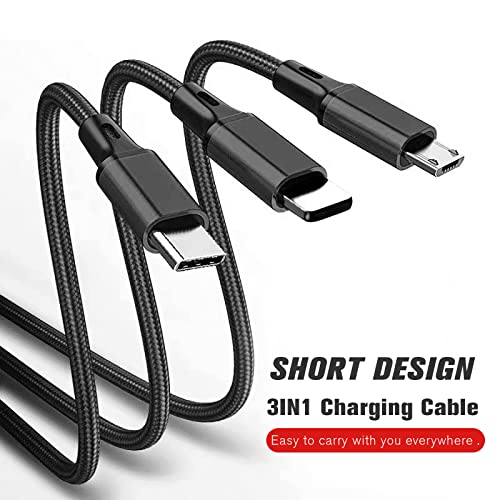 Mexovnz Multi Cable Tharge Cable 3pack Multi Charger כבל ניילון קלוע כבל USB מרובה USB אוניברסלי 3 ב 1 מתאם כבל טעינה עם מחברי יציאת USB