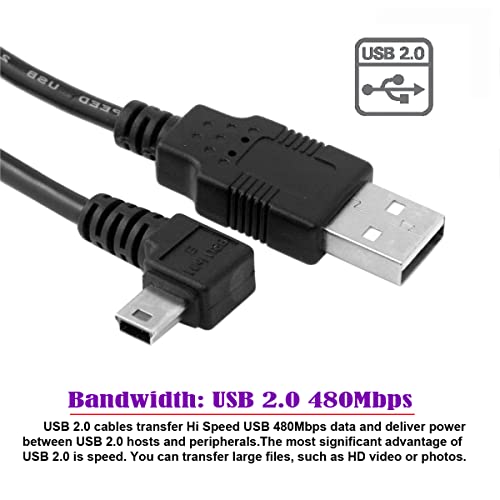 Cy 6ft 1.8m מיני USB B סוג 5 סיכה זכר 90 מעלות כבל נתונים USB 2.0