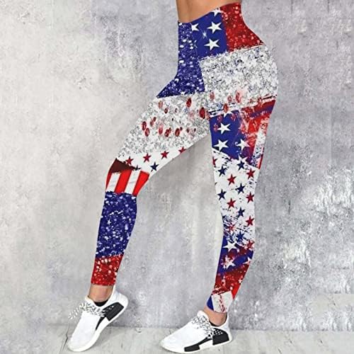 ארהב 4 ביולי חותלות לנשים דגל אמריקאי רך רך אטום רזה בקרת בטן אימון מכנסי יוגה מכנסיים לנשים