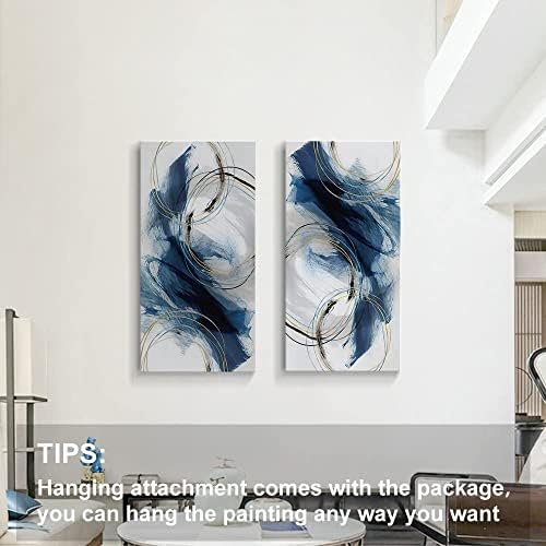 אמנות קיר קיר גדולה ארוכה אופקית מופשטת ציור אמנות כחול פנטזיה צבעונית גרפיטי צבעוני מסגרת רקע לבן