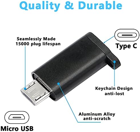 Gelrhonr מיקרו USB ל- USB C מתאם עם Keyring, Micro USB כדי להקליד C העברת נתונים CONTRECT CONTERCER תמיכה בנתונים SYNC-2PCS